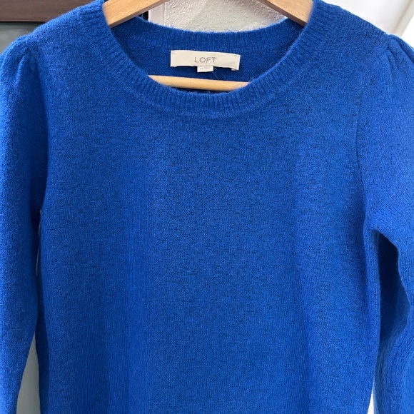 Ann Taylor LOFT Puff Sleeve Sweater - Blue Size XS - Picture 5 of 9